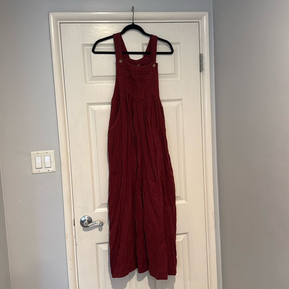 Free People Maroon Overalls